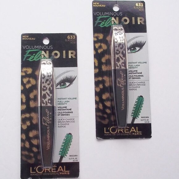 2 Loreal Voluminous Feline Noir Mascaras 633 Black - Picture 1 of 4